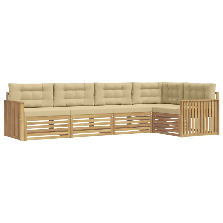 Ensemble de canapés d'extérieur 5 pc Blanc et Beige Polyester - 2
