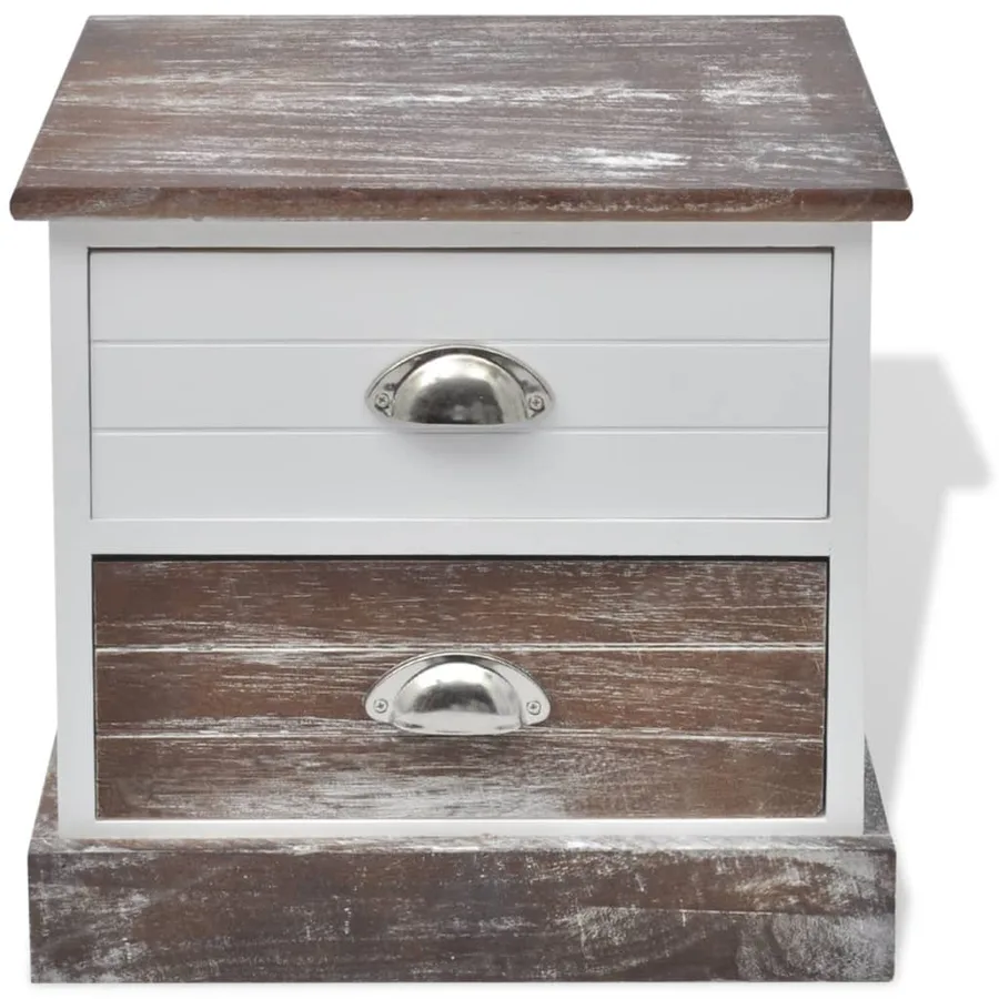 Table de chevet 2 pcs Marron et Blanc - 3