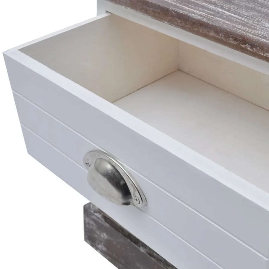 Table de chevet 2 pcs Marron et Blanc - 5