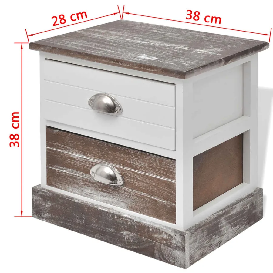 Table de chevet 2 pcs Marron et Blanc - 8