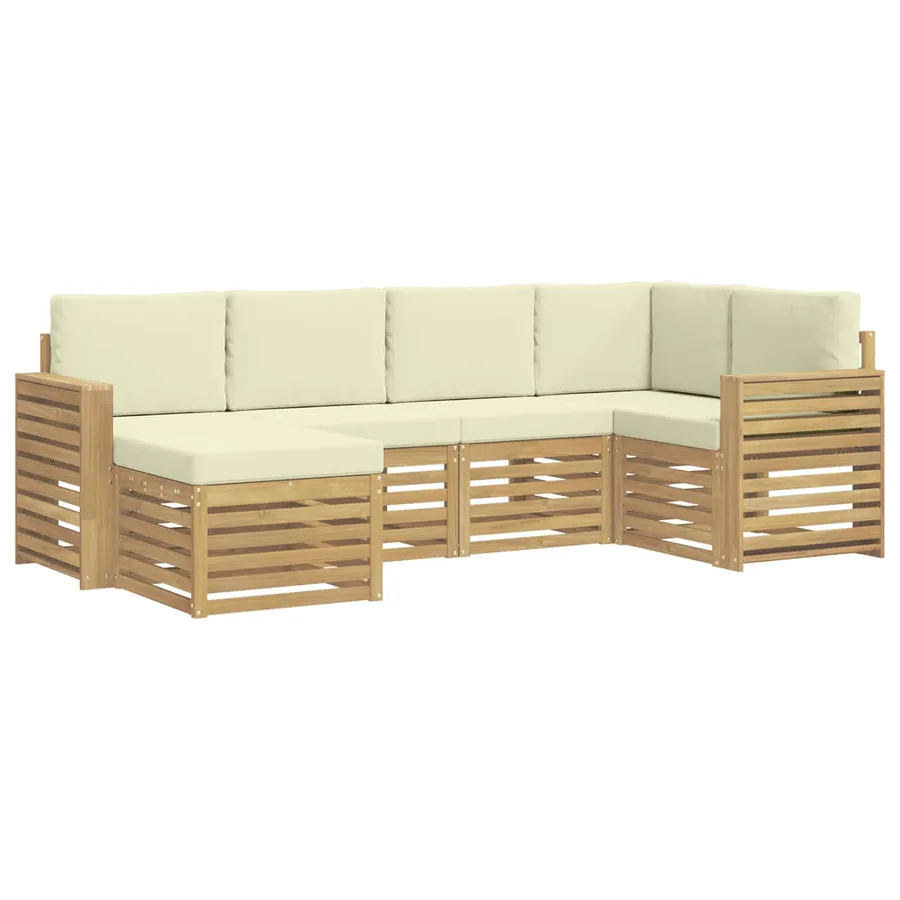 Ensemble de canapés d'extérieur 6 pcs Blanc et crème Polyester - 2