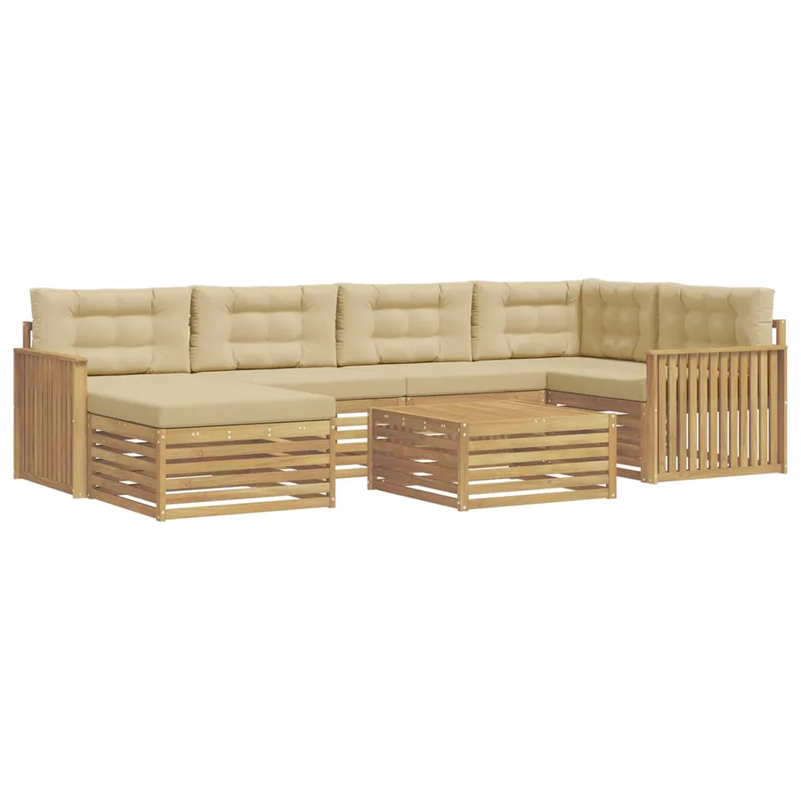 Ensemble de canapés d'extérieur 7 pc Blanc et Beige - 2