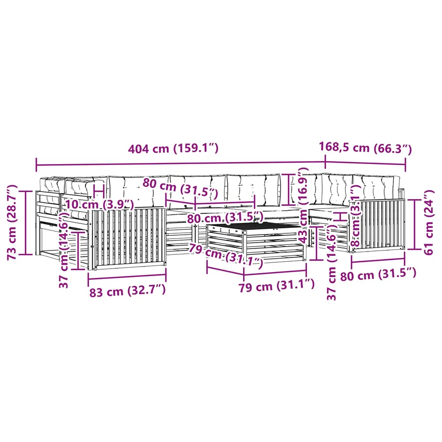 Ensemble de canapés d'extérieur 8 pc Blanc et anthracite - 7