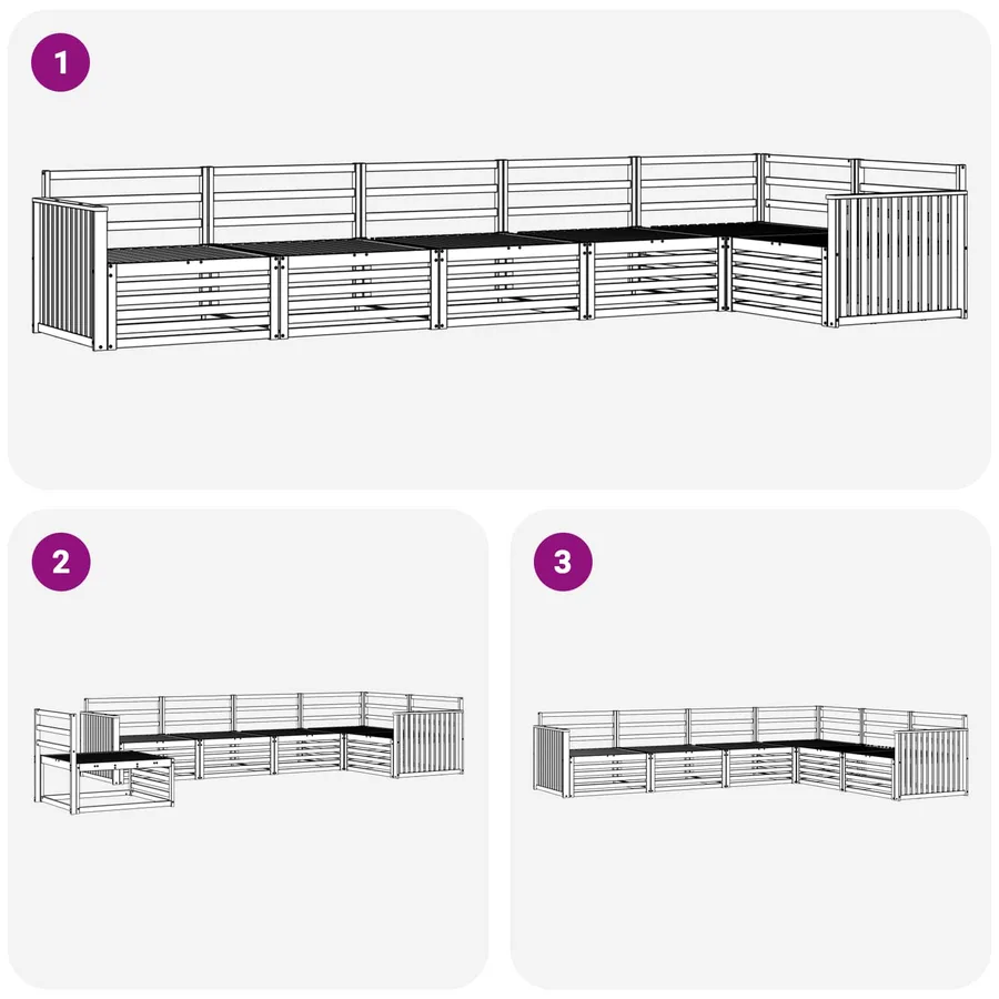 Ensemble de canapés d'extérieur 6 pc Blanc Bois d'Acacia Massif - 6