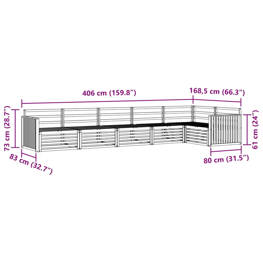 Ensemble de canapés d'extérieur 6 pc Blanc Bois d'Acacia Massif - 7