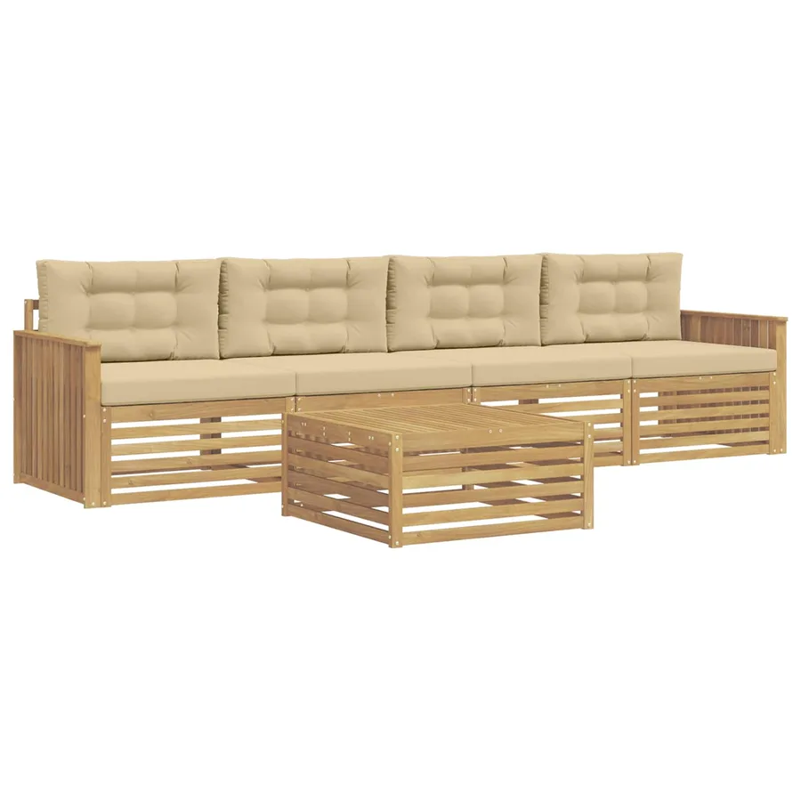 Ensemble de canapés d'extérieur 5 pc Blanc et Beige - 2