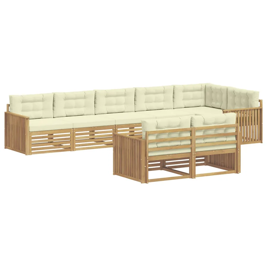 Ensemble de canapés d'extérieur 8 pc Blanc et crème Polyester - 2