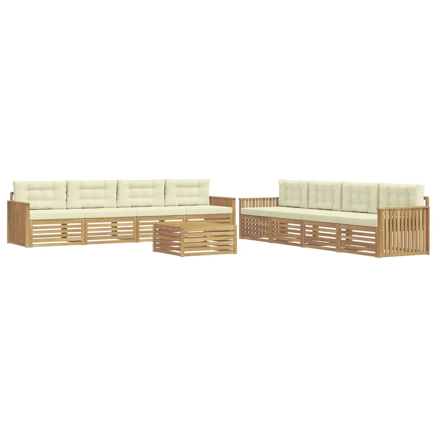 Ensemble de canapés d'extérieur 9 pc Blanc et crème Polyester - 2