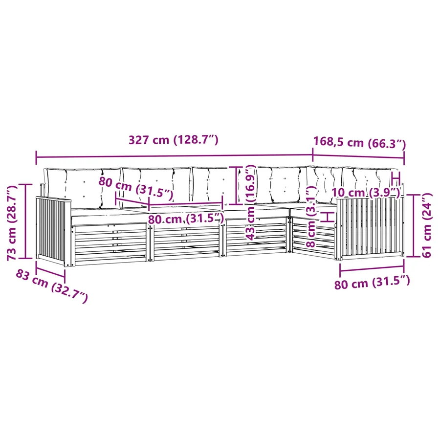 Ensemble de canapés d'extérieur 5 pc Blanc et gris clair - 8