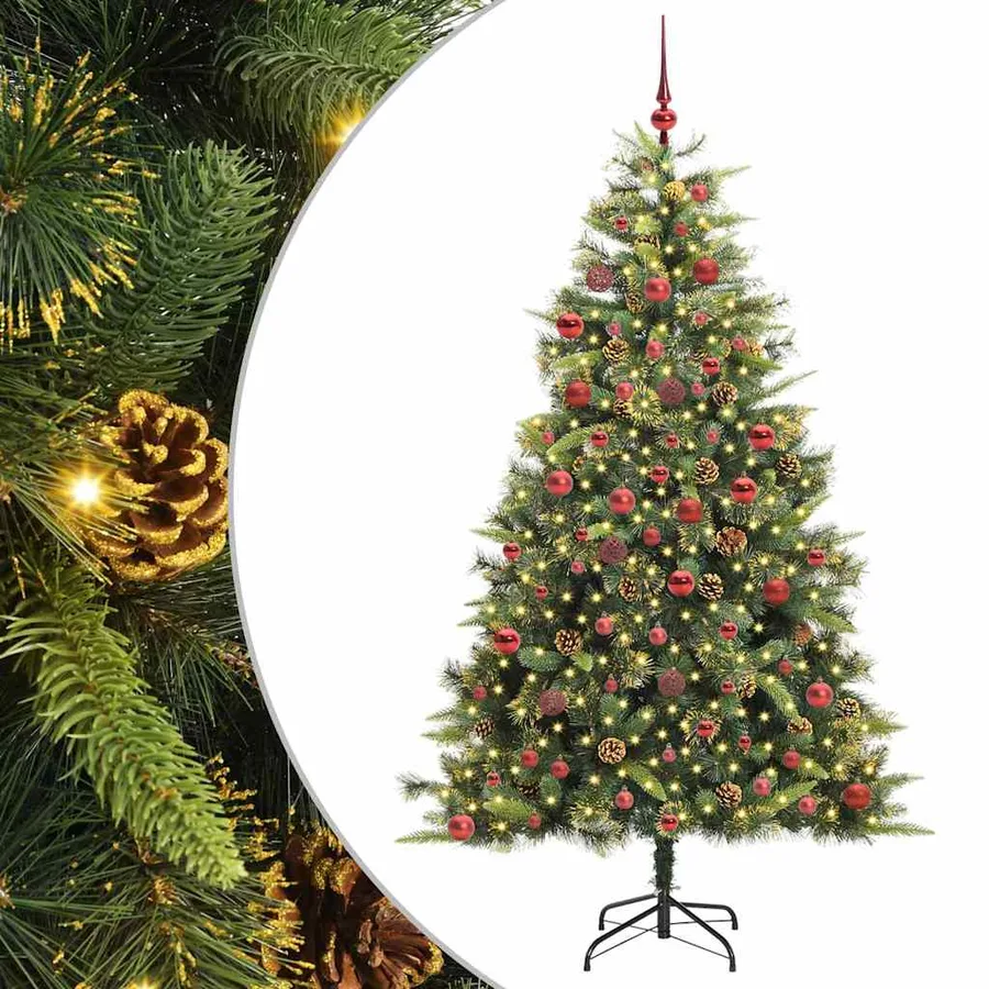 Sapin de Noël artificiel avec branches pliables et cônes 180 cm - 2