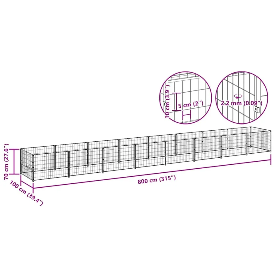 Chenil Noir 8 m² Acier - 9