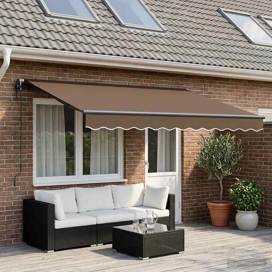 Auvent rétractable Taupe 450 × 350 cm Polyester - 3