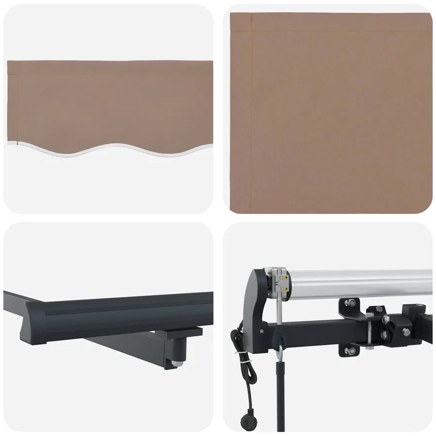 Auvent rétractable Taupe 450 × 350 cm Polyester - 6
