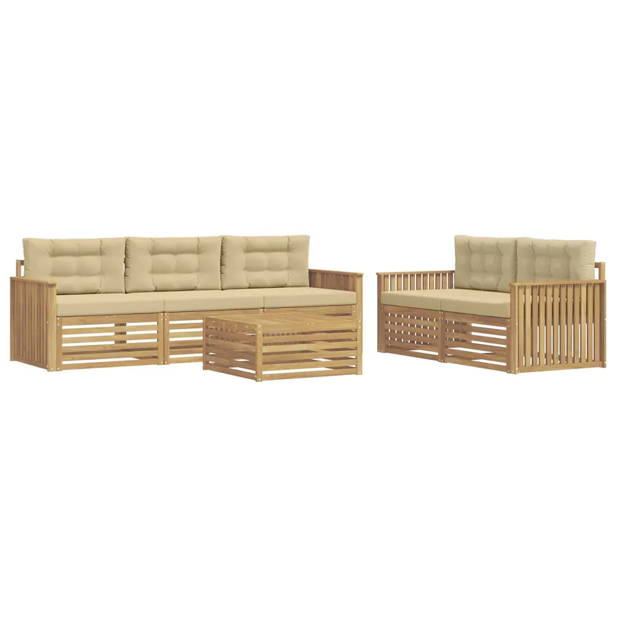 Ensemble de canapés d'extérieur 6 pc Blanc et Beige - 2