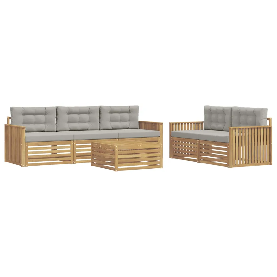 Ensemble de canapés d'extérieur 6 pc Blanc et gris clair - 2