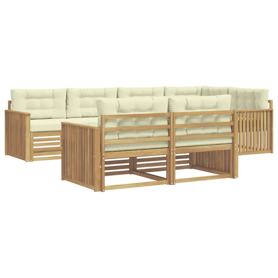 Ensemble de canapés d'extérieur 7 pc Blanc et crème Polyester - 2