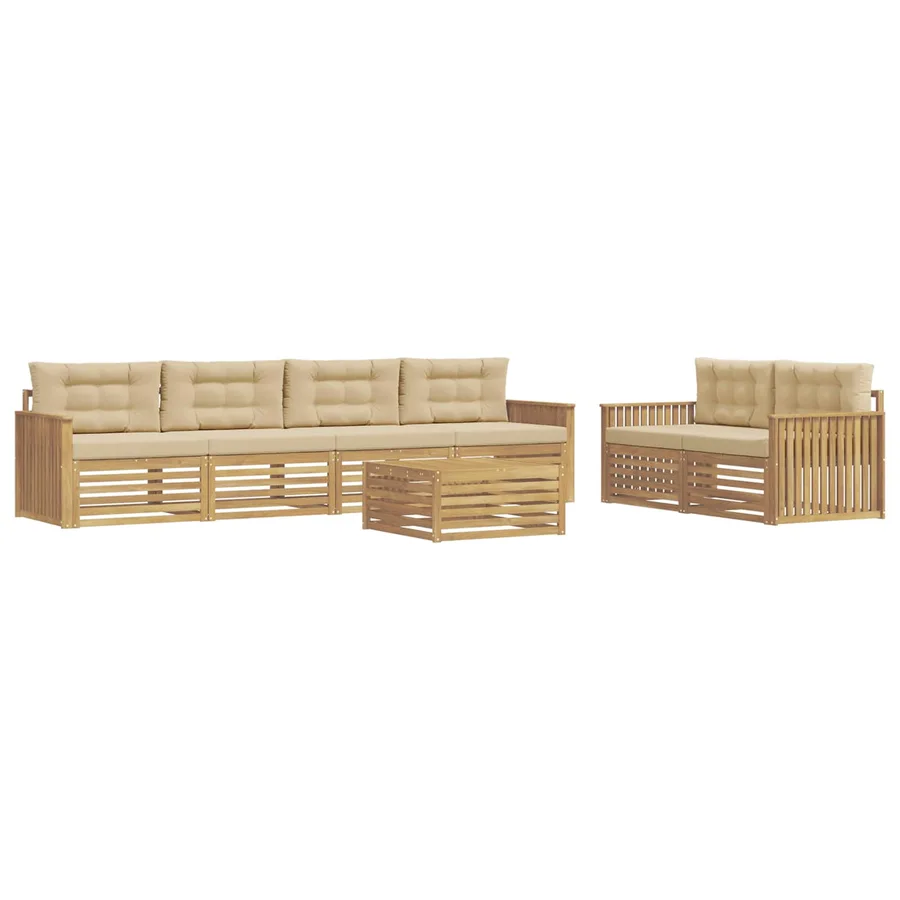 Ensemble de canapés d'extérieur 7 pc Blanc et Beige - 2