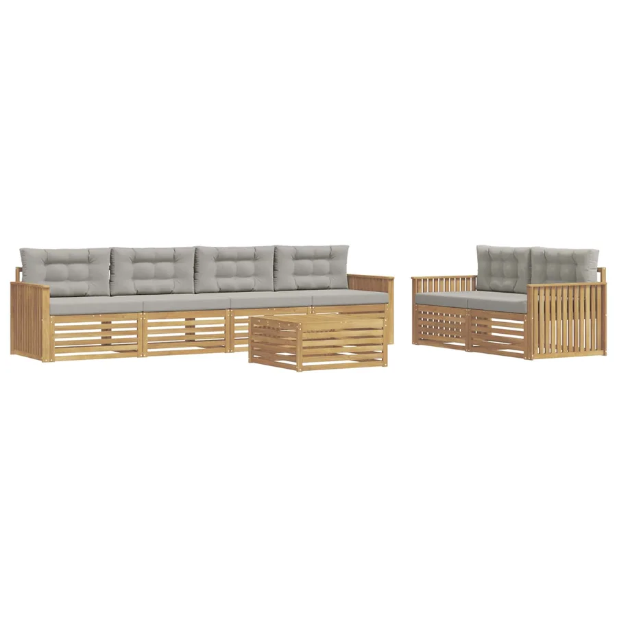 Ensemble de canapés d'extérieur 7 pc Blanc et gris clair - 2