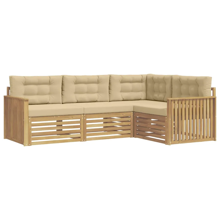 Ensemble de canapés d'extérieur 4 pc Blanc et Beige Polyester - 2