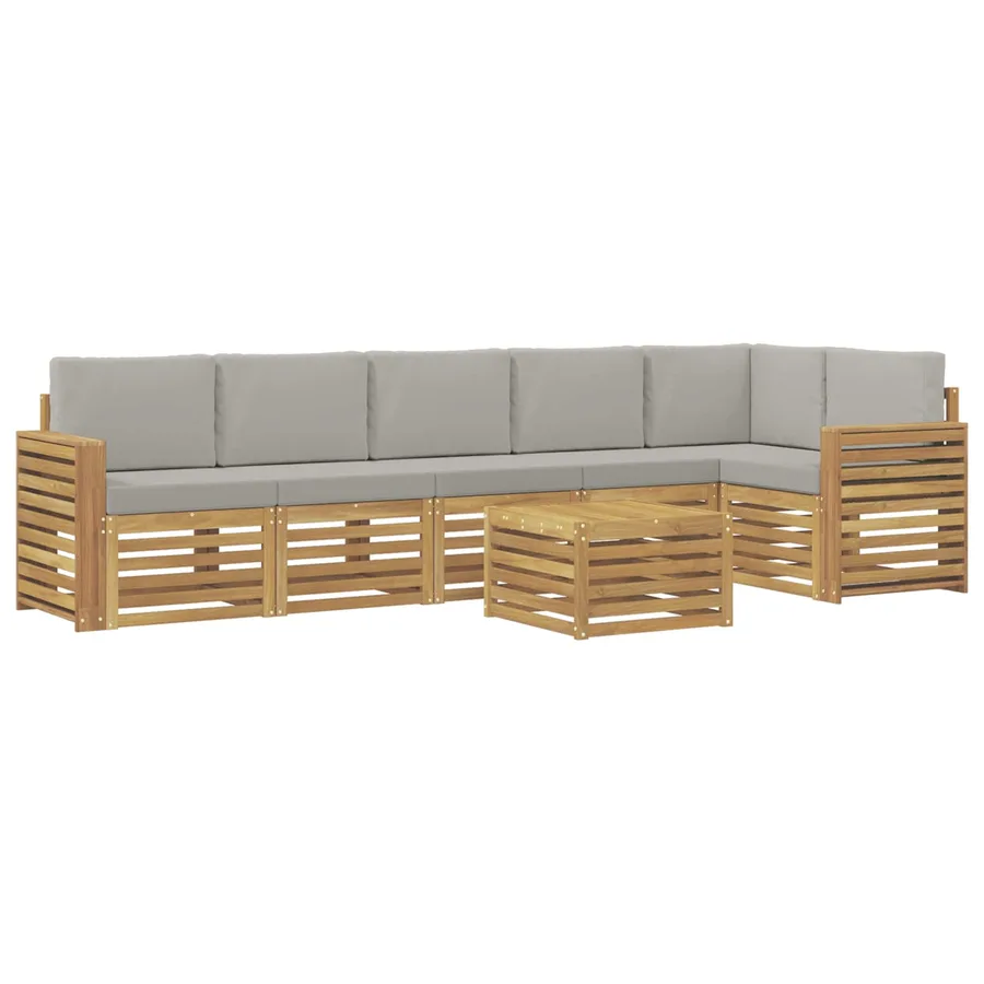 Ensemble de canapés d'extérieur 7 pcs Blanc et gris clair - 2