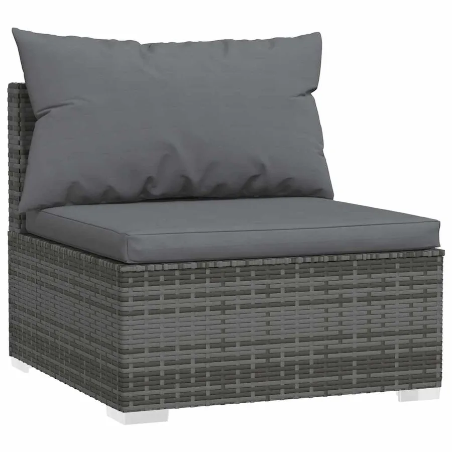 Salon de jardin 6 pcs avec coussins Résine tressée Gris - 3