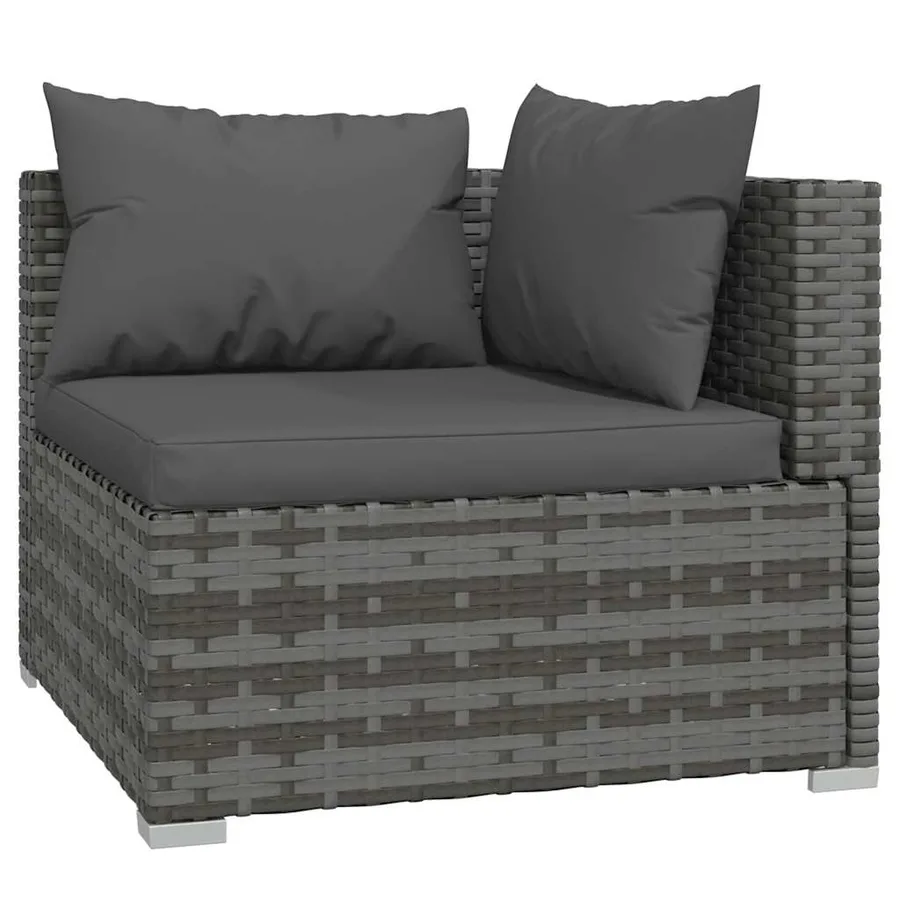 Salon de jardin 6 pcs avec coussins Résine tressée Gris - 4