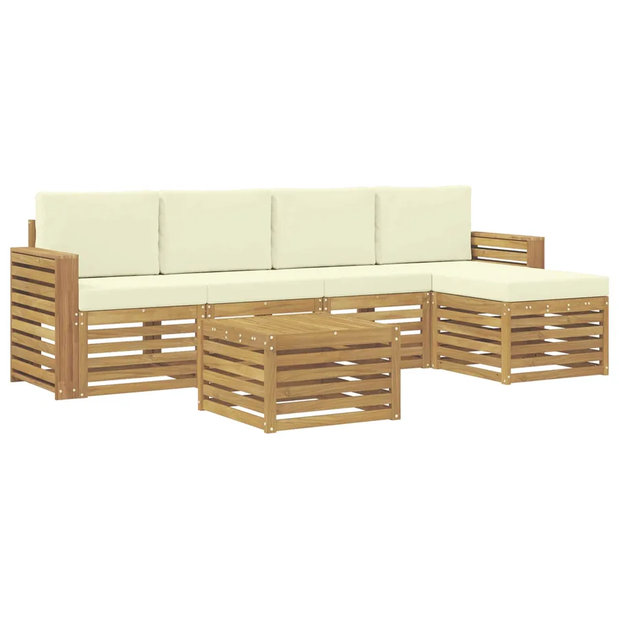 Ensemble de canapés d'extérieur 6 pcs Blanc et crème - 2