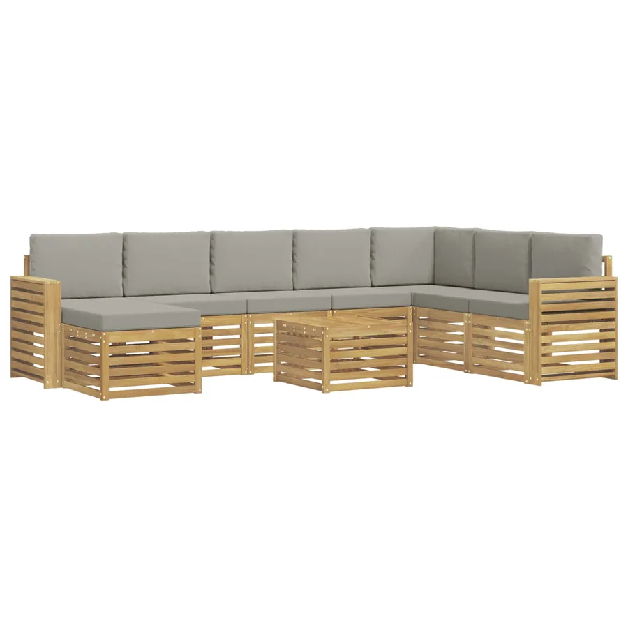 Ensemble de canapés d'extérieur 9 pcs Blanc et gris clair - 2