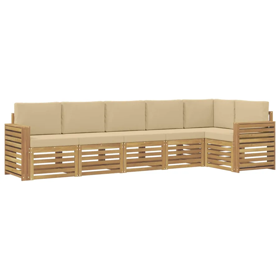 Ensemble de canapés d'extérieur 6 pcs Blanc et Beige - 2