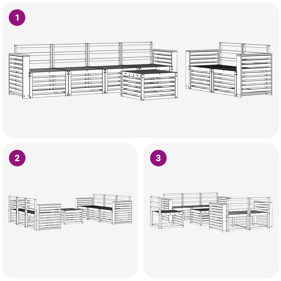 Ensemble de canapés d'extérieur 7 pcs Blanc - 7