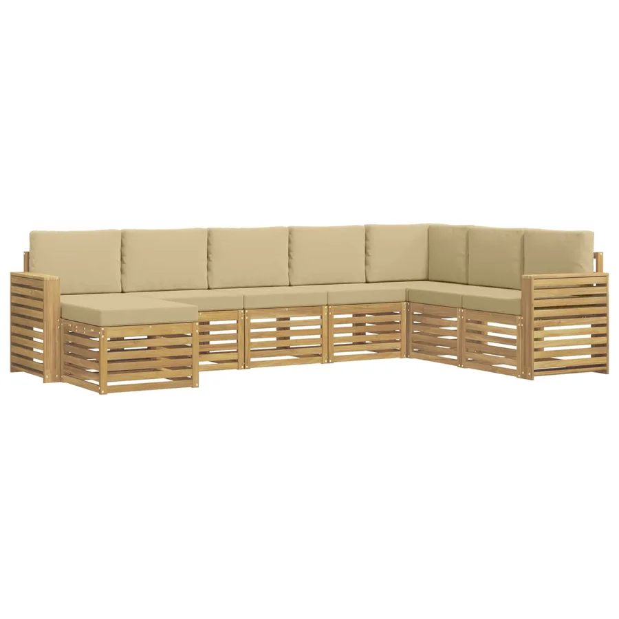 Ensemble de canapés d'extérieur 8 pcs Blanc et Beige - 2
