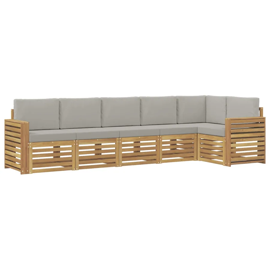 Ensemble de canapés d'extérieur 6 pcs Blanc et gris clair - 2