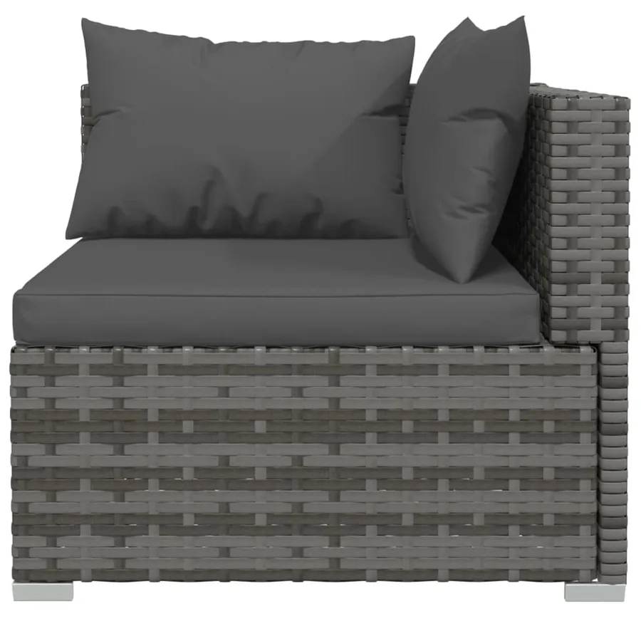 Salon de jardin 12 pcs avec coussins Gris Résine tressée - 4