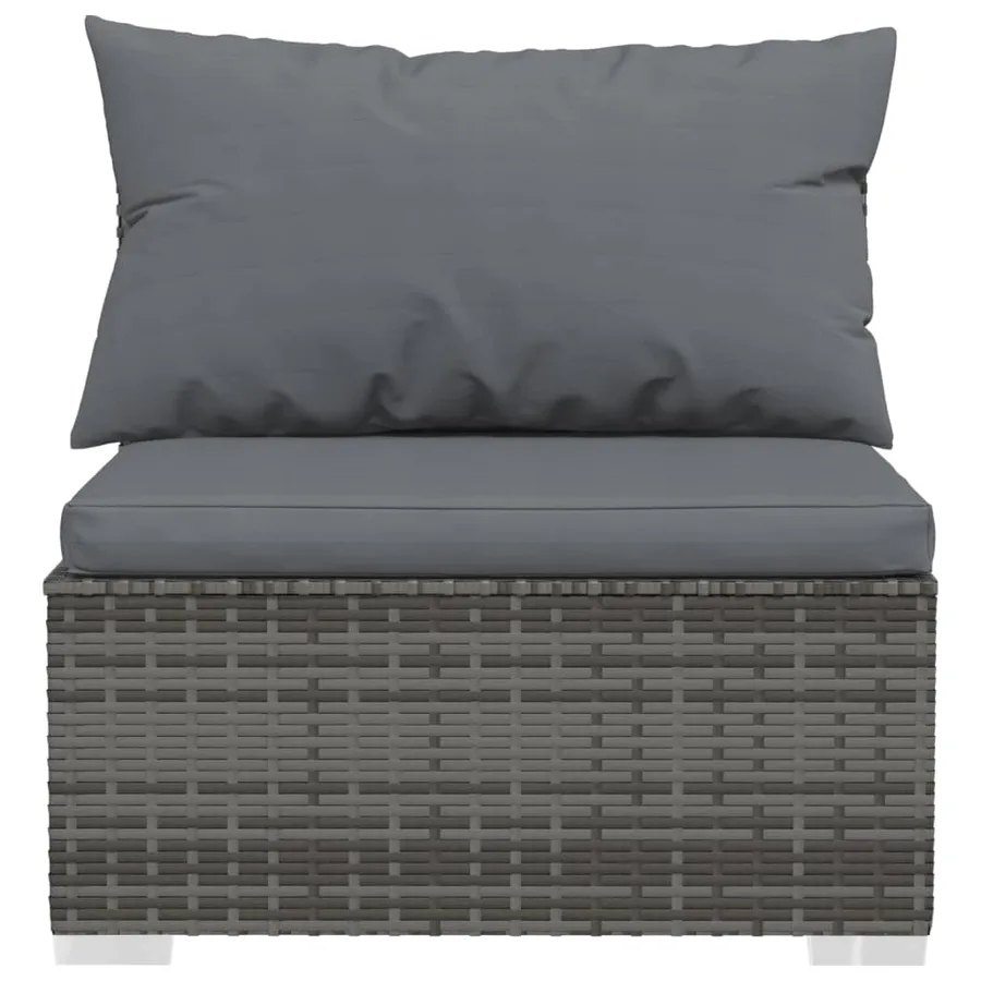 Salon de jardin 12 pcs avec coussins Gris Résine tressée - 6