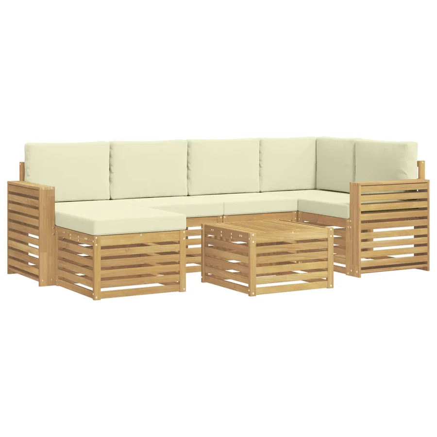 Ensemble de canapés d'extérieur 7 pcs Blanc et crème Polyester - 2
