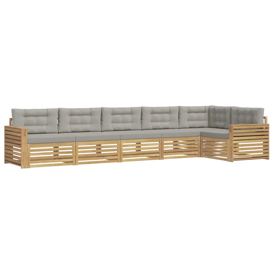 Ensemble de canapés d'extérieur 6 pc Blanc et gris clair - 2
