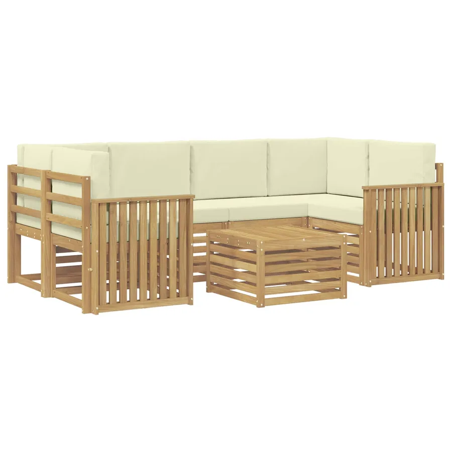 Ensemble de canapés d'extérieur 7 pcs Blanc et crème Polyester - 2