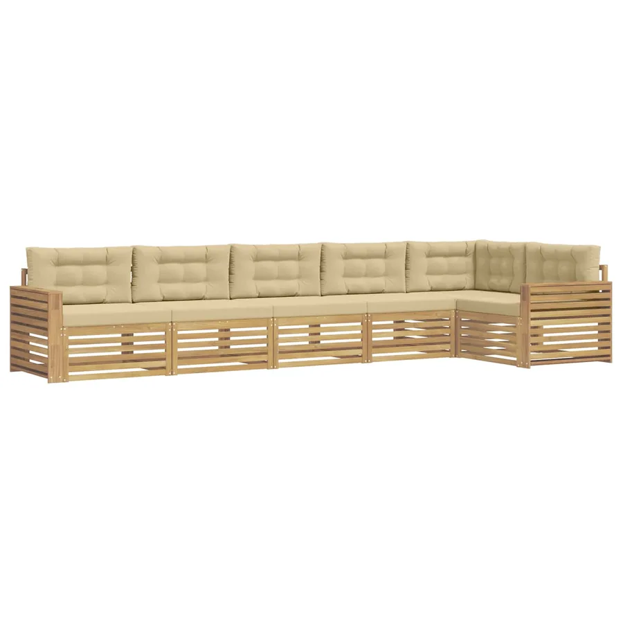Ensemble de canapés d'extérieur 6 pc Blanc et Beige Polyester - 2