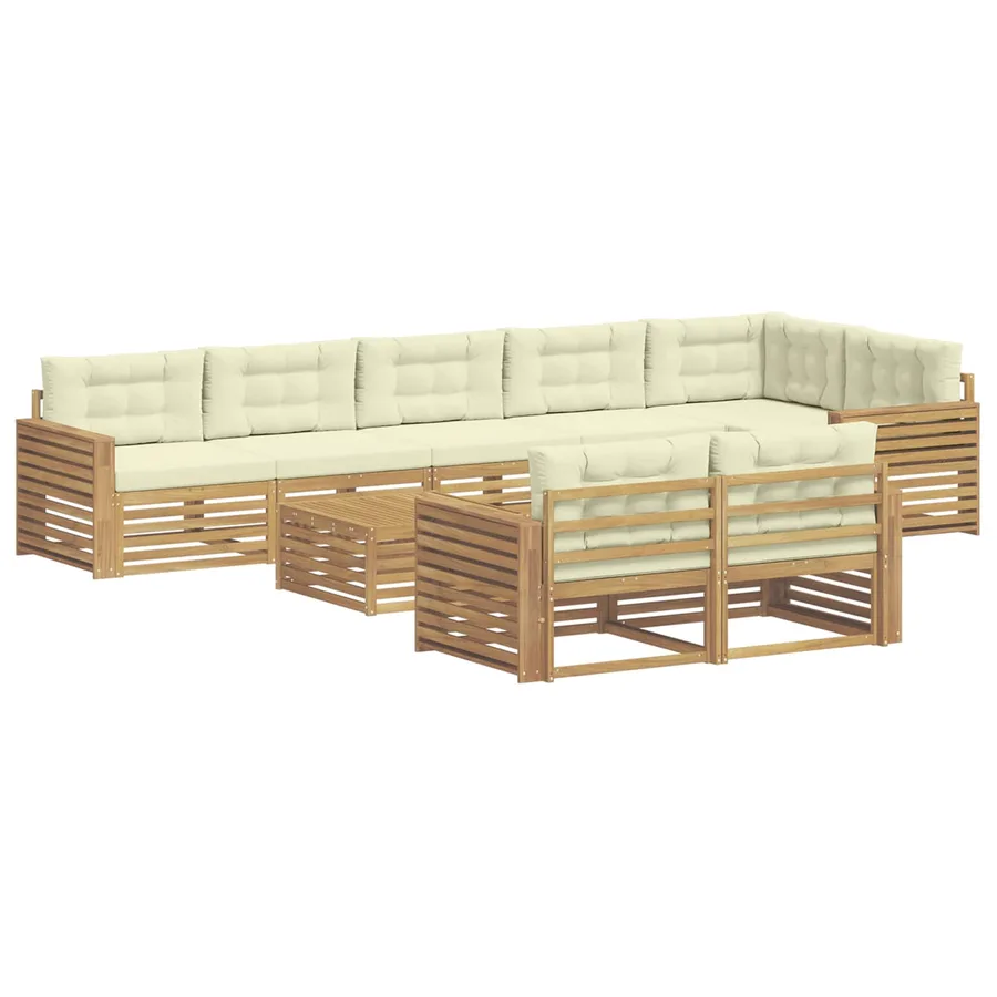 Ensemble de canapés d'extérieur 9 pc Blanc et crème Polyester - 2