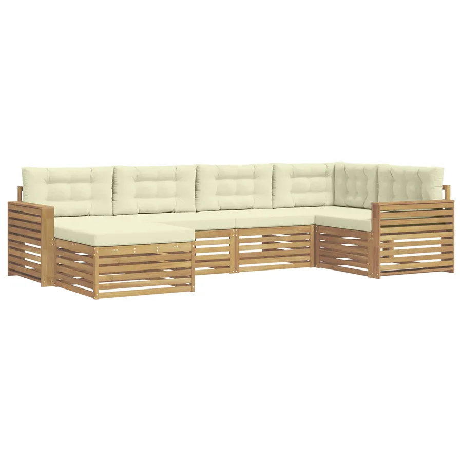 Ensemble de canapés d'extérieur 6 pc Blanc et crème Polyester - 2