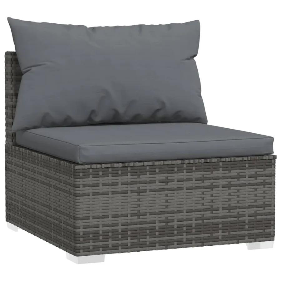 Salon de jardin 9 pcs avec coussins Résine tressée Gris - 3
