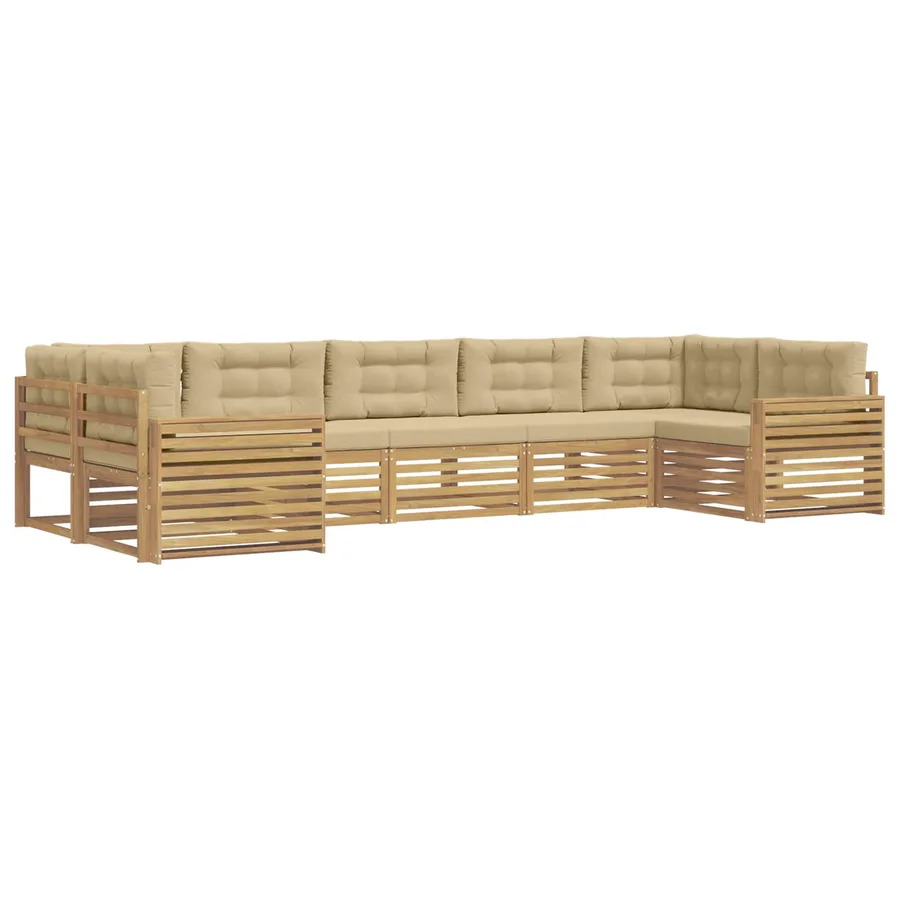 Ensemble de canapés d'extérieur 7 pc Blanc et Beige - 2