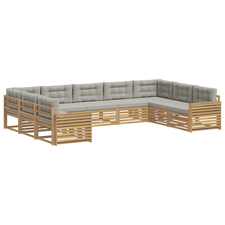 Ensemble de canapés d'extérieur 9 pc Blanc et gris clair - 2