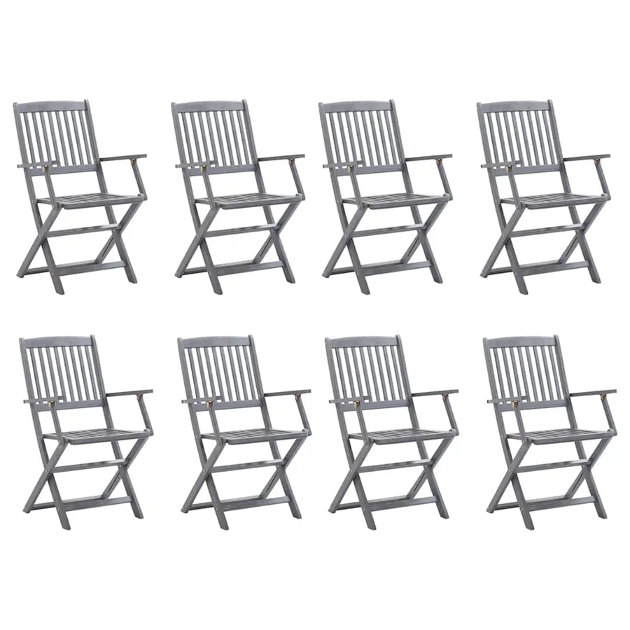 Chaises pliables d'extérieur lot de 8 Bois d'acacia solide