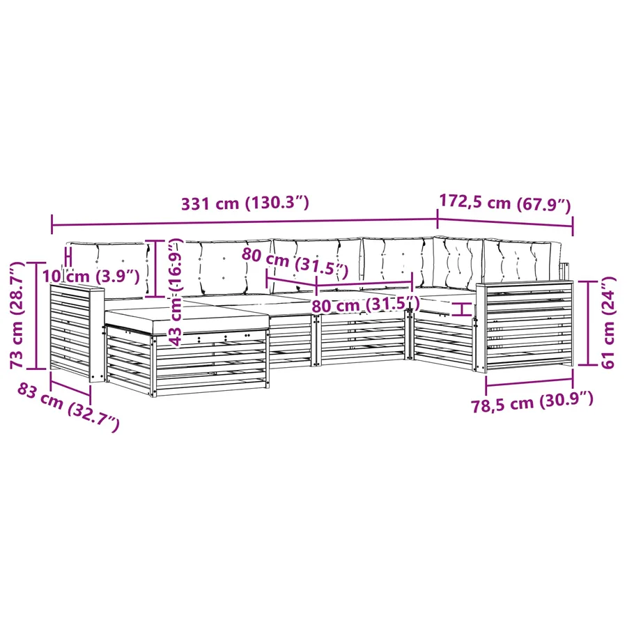 Ensemble de canapés d'extérieur 6 pc Blanc et anthracite - 7