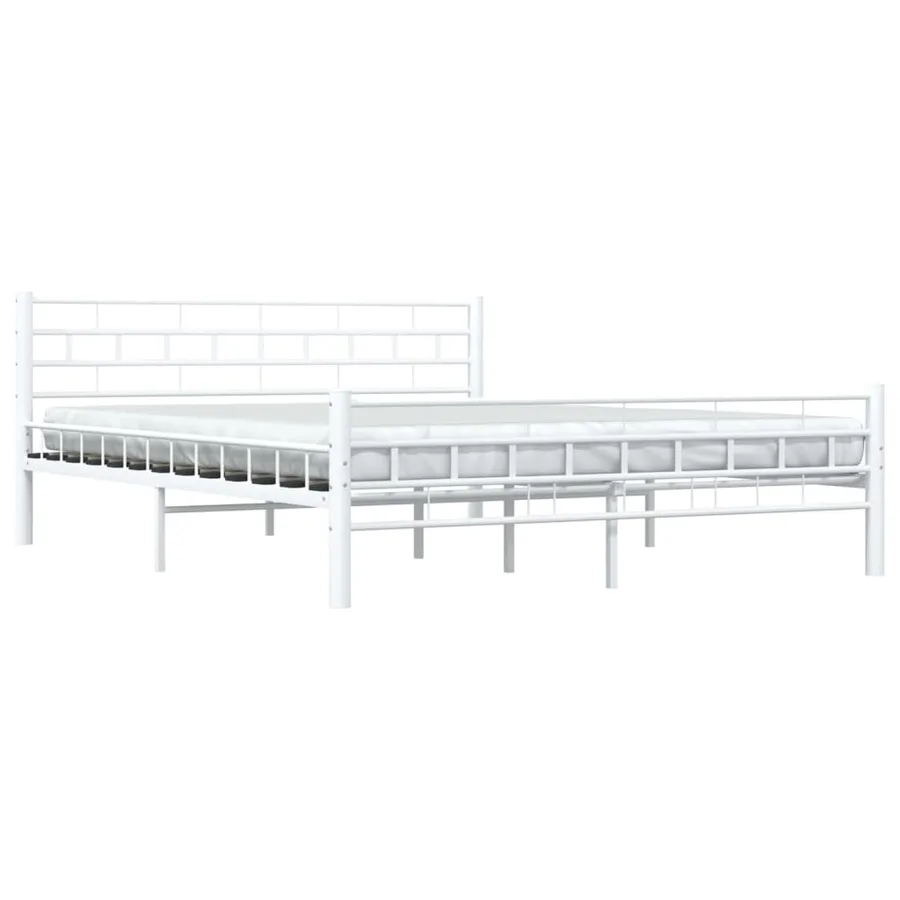 Cadre de lit et tête de lit sans matelas blanc 160x200 cm métal - 3