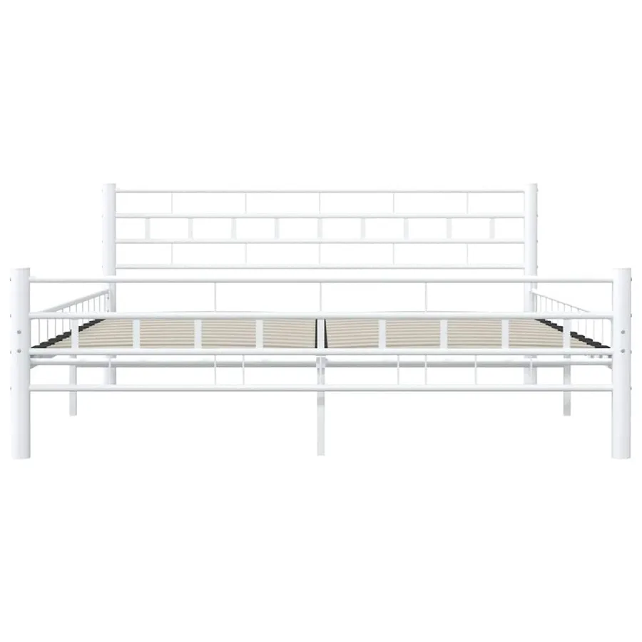 Cadre de lit et tête de lit sans matelas blanc 160x200 cm métal - 5