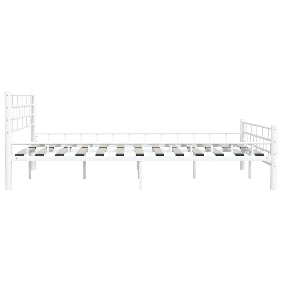Cadre de lit et tête de lit sans matelas blanc 160x200 cm métal - 6