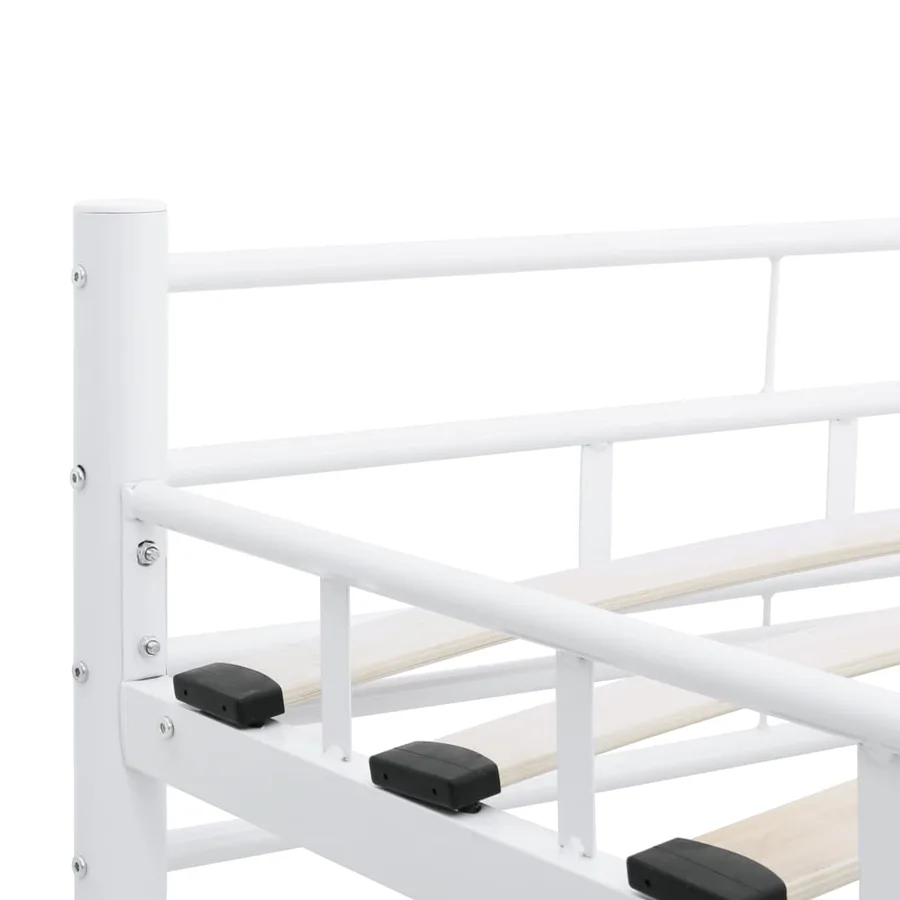 Cadre de lit et tête de lit sans matelas blanc 160x200 cm métal - 9