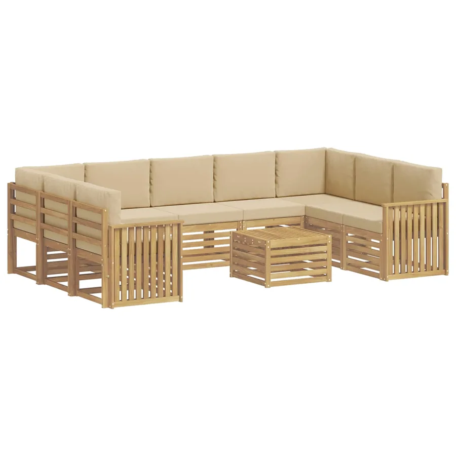 Ensemble de canapés d'extérieur 10 pcs Blanc et Beige - 2